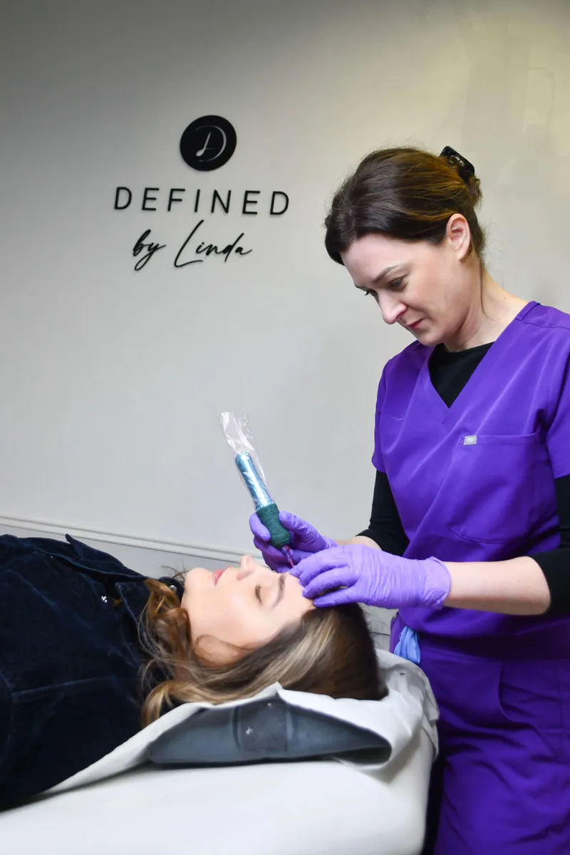 Linda working on a combination brow treatment in the Clifton studio