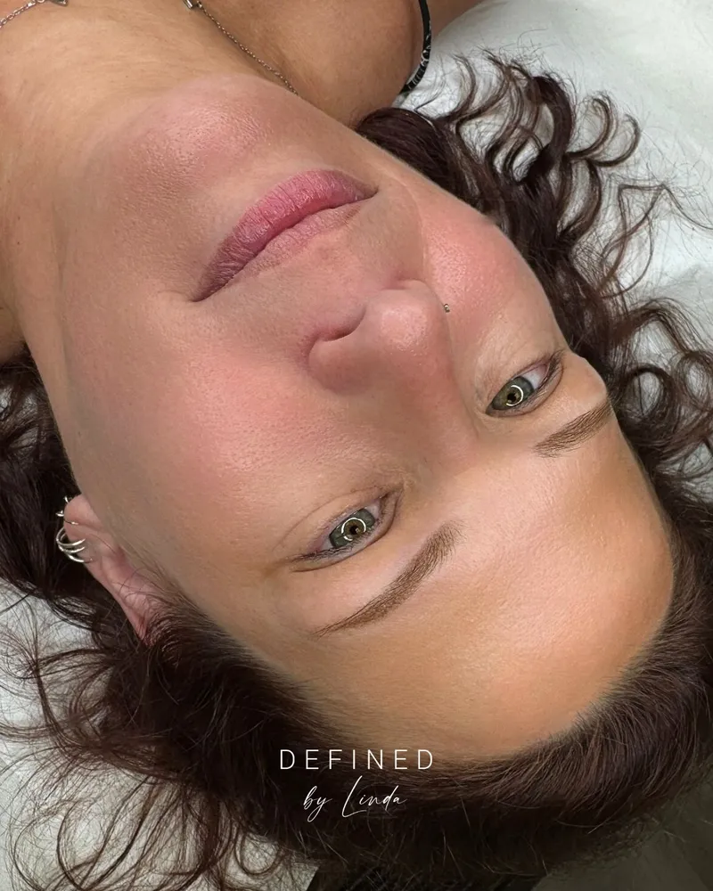 Close-up of a natural lip blush semi-permanent makeup result by Defined by Linda